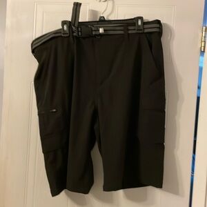 NWT Black cargo shorts with black and grey striped belt